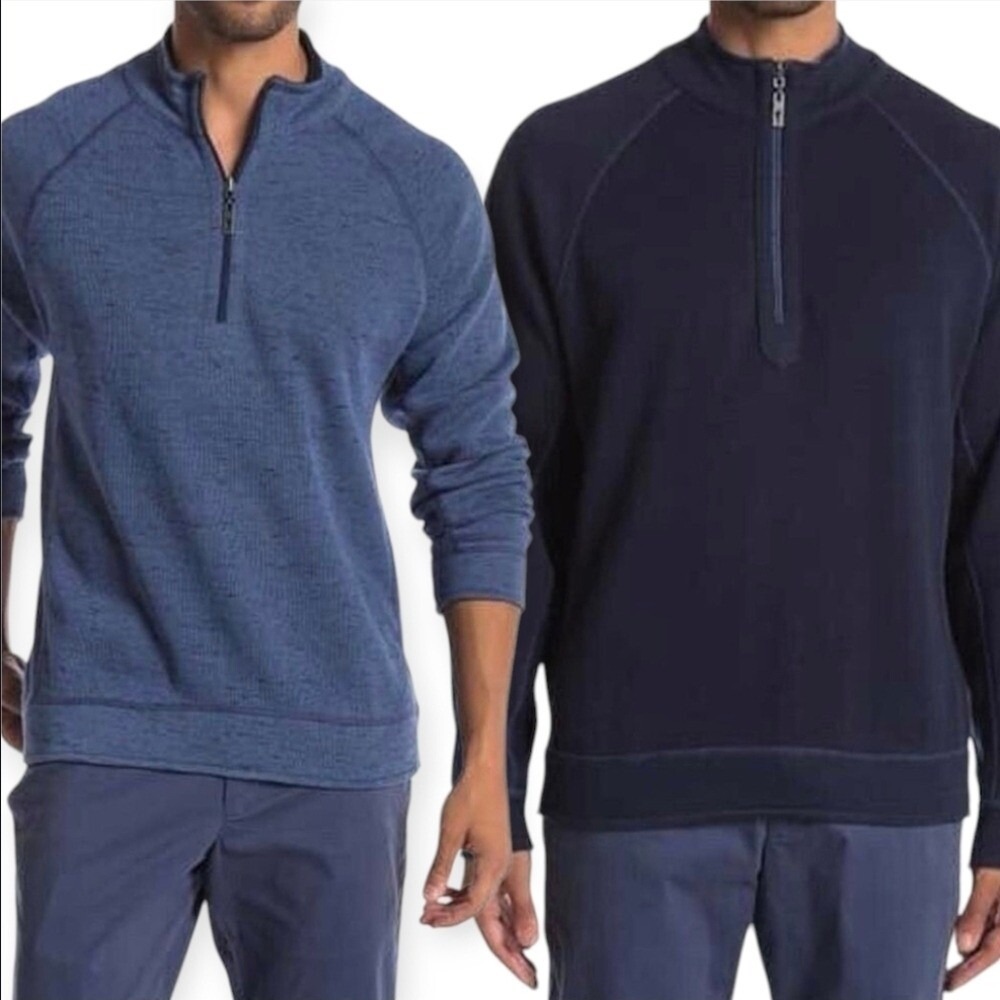 Tommy Bahama Flipsider Reversible Half Zip Jacket‎ Blue/Navy XL